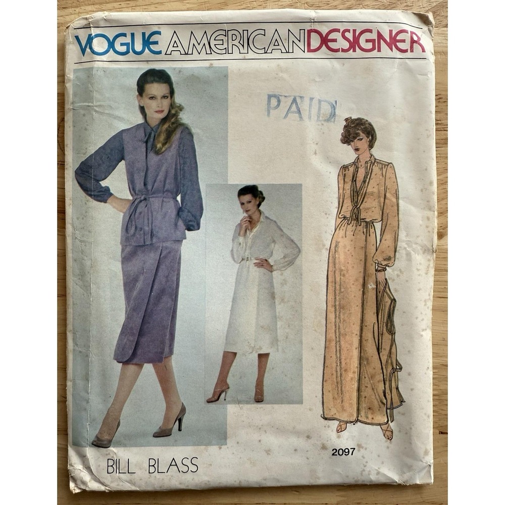 Vogue American Designer Bill Blass Pattern 2097 Misses' Vest Skirt Blouse Sz 16
